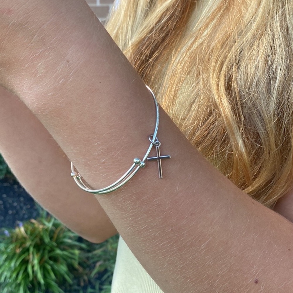 Handmade Silver Cross Charm Bracelet